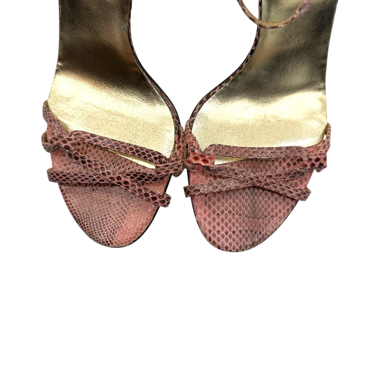 Dolce & Gabbana Pink and Gold Snakeskin Sandal Heels
