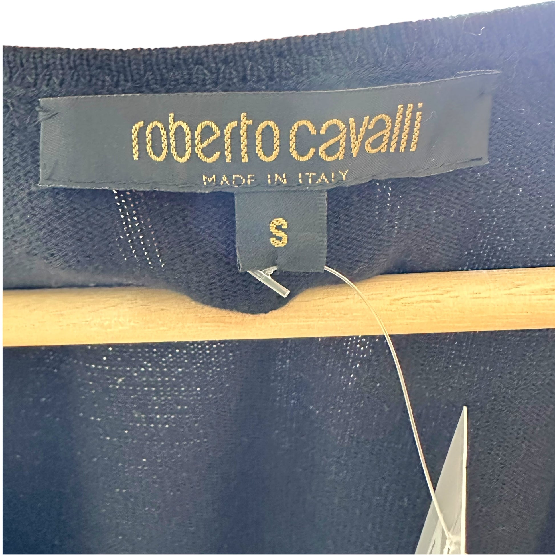 Roberto Cavalli Knit Tank Black Lambskin Leather Panel