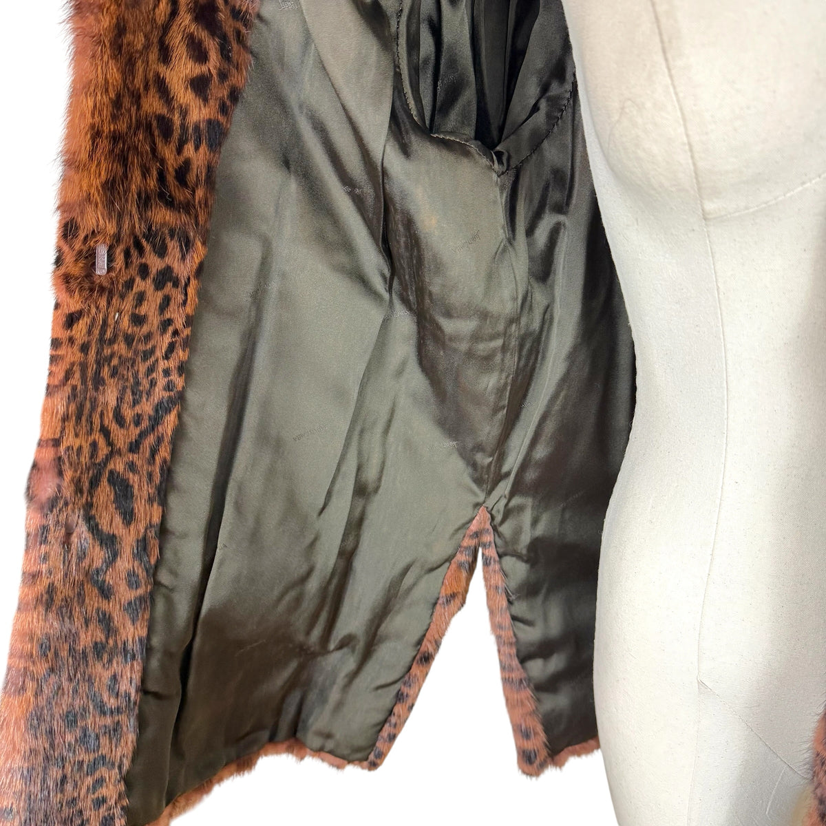 Emba Leopard Print Weasel Fur Coat 1990s Vintage XS