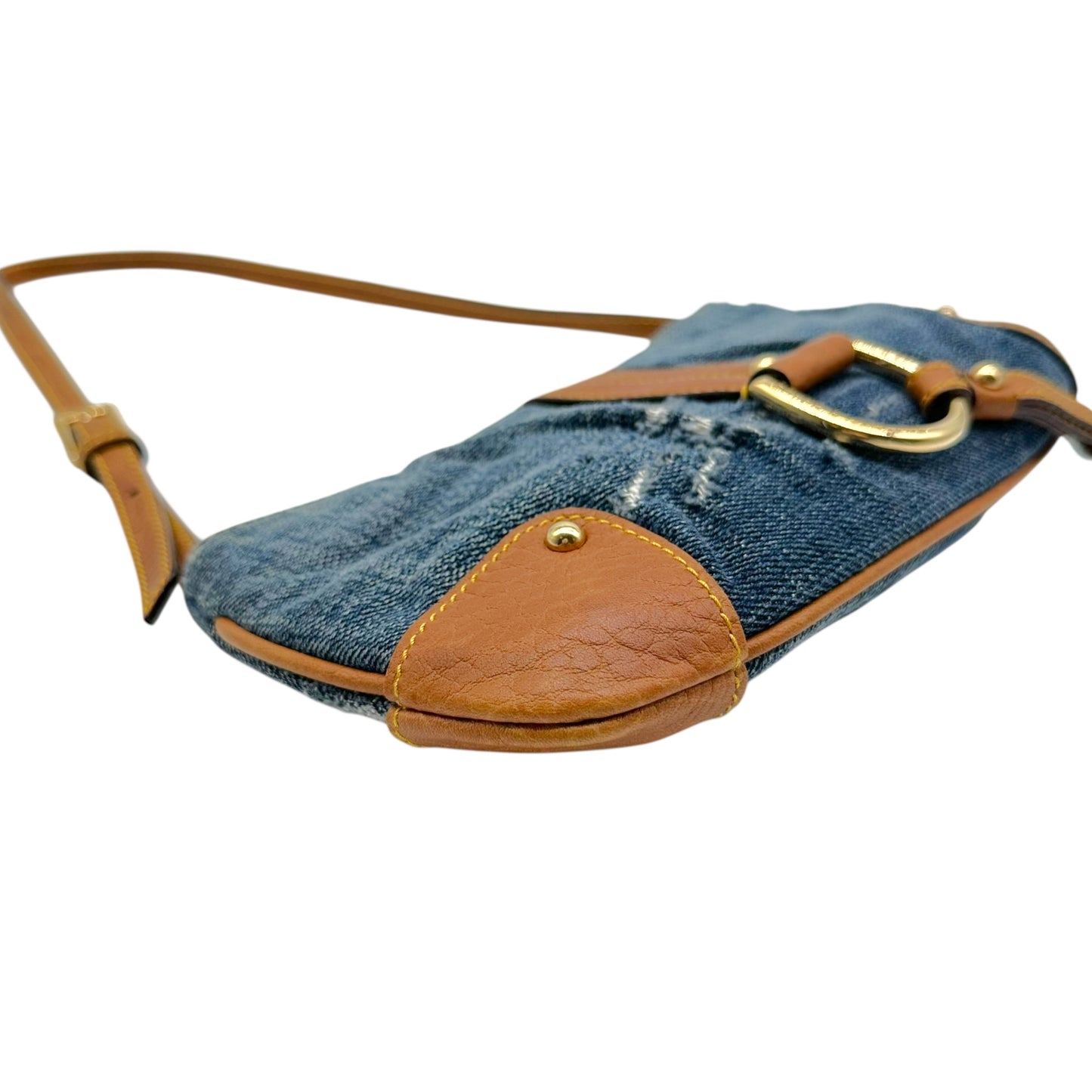 Dolce & Gabbana Distressed Denim & Brown Leather Mini Shoulder Bag