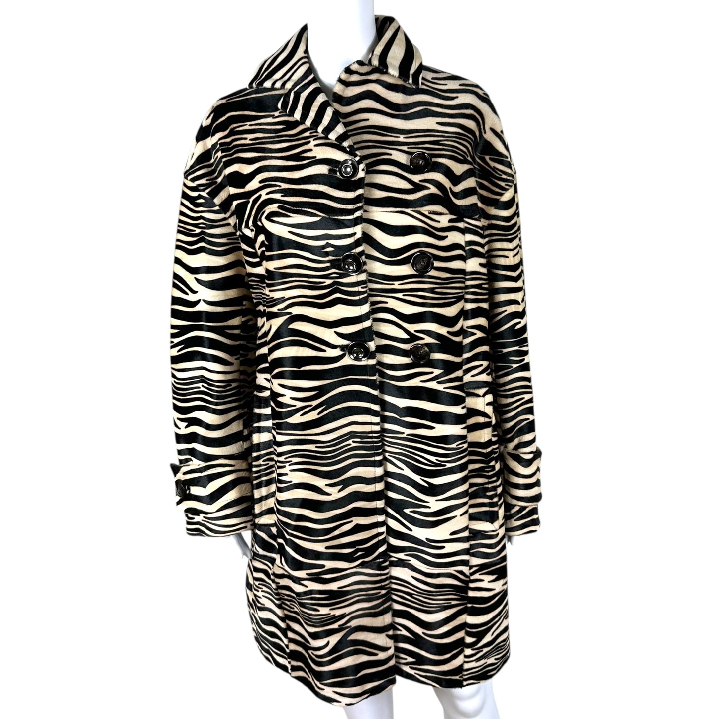 Marni Ponyhair Zebra Print Trench Coat