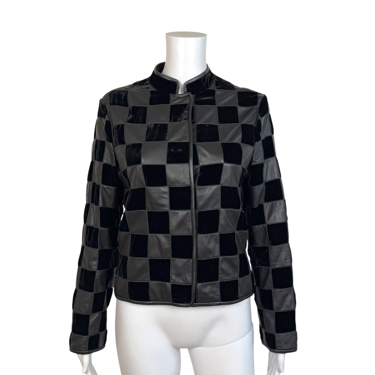 Emporio Armani Checkered Patchwork Jacket Black Gray