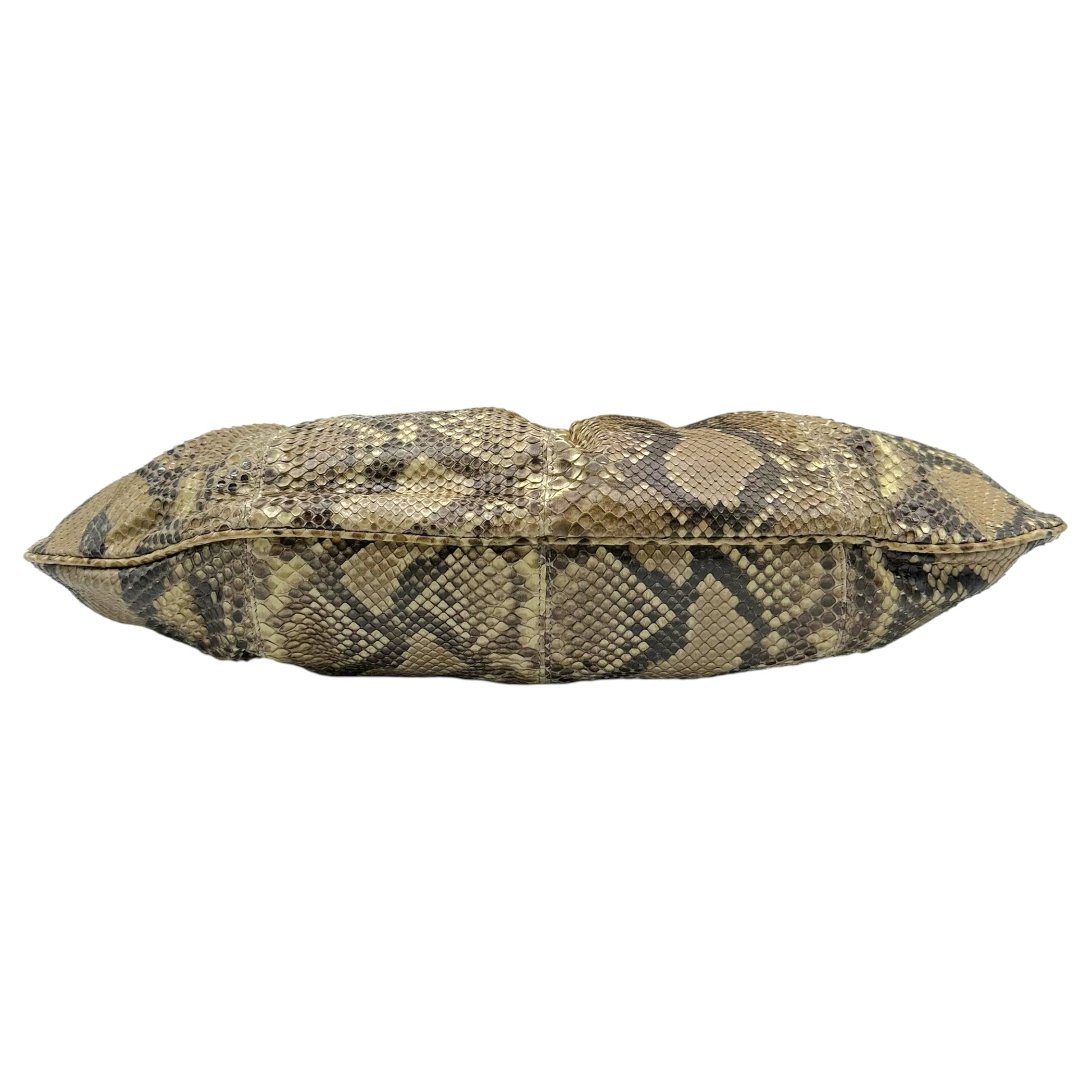 Fendi Beige Python Convertible Clutch Shoulder Bag