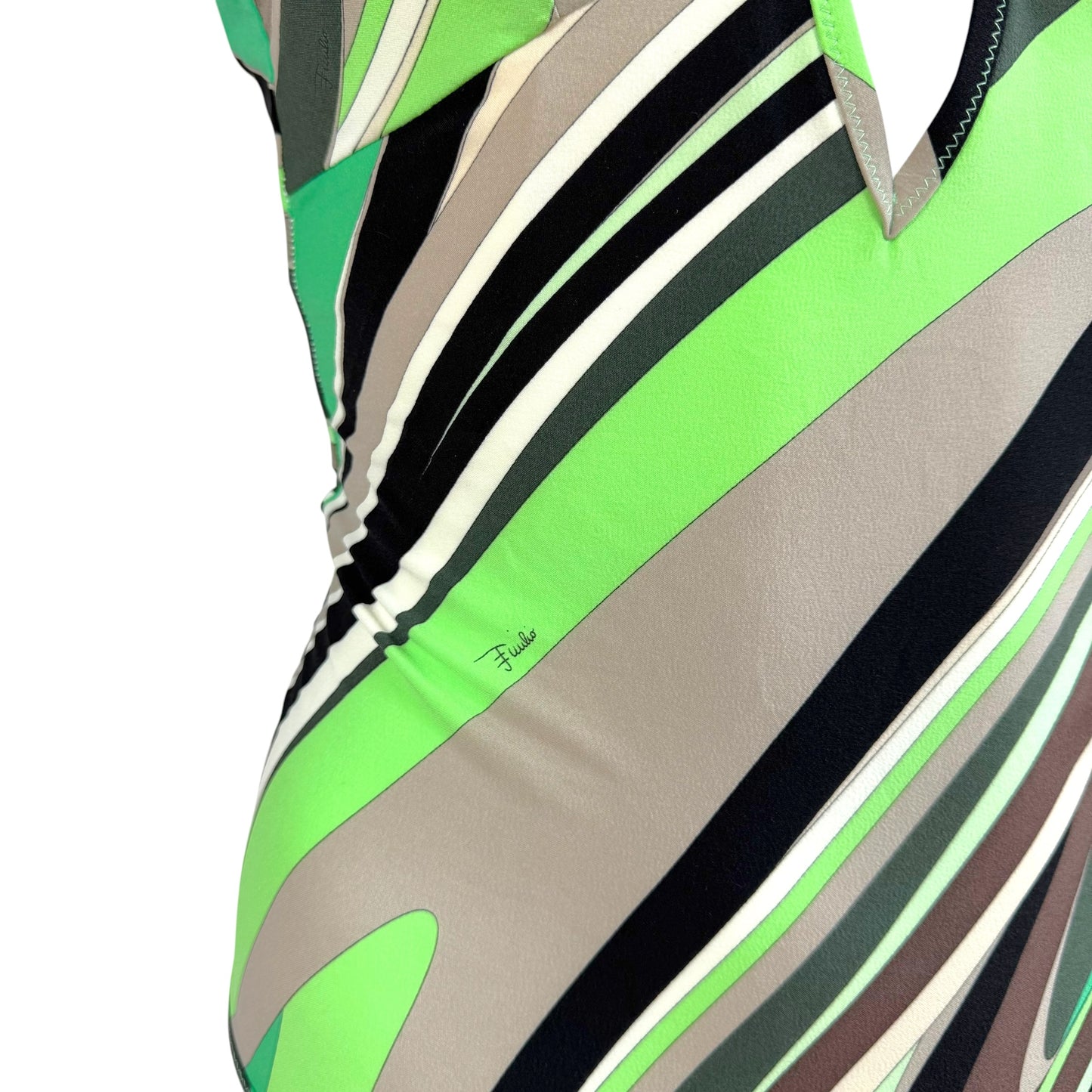 Emilio Pucci Green & Black Printed One Piece Swimsuit