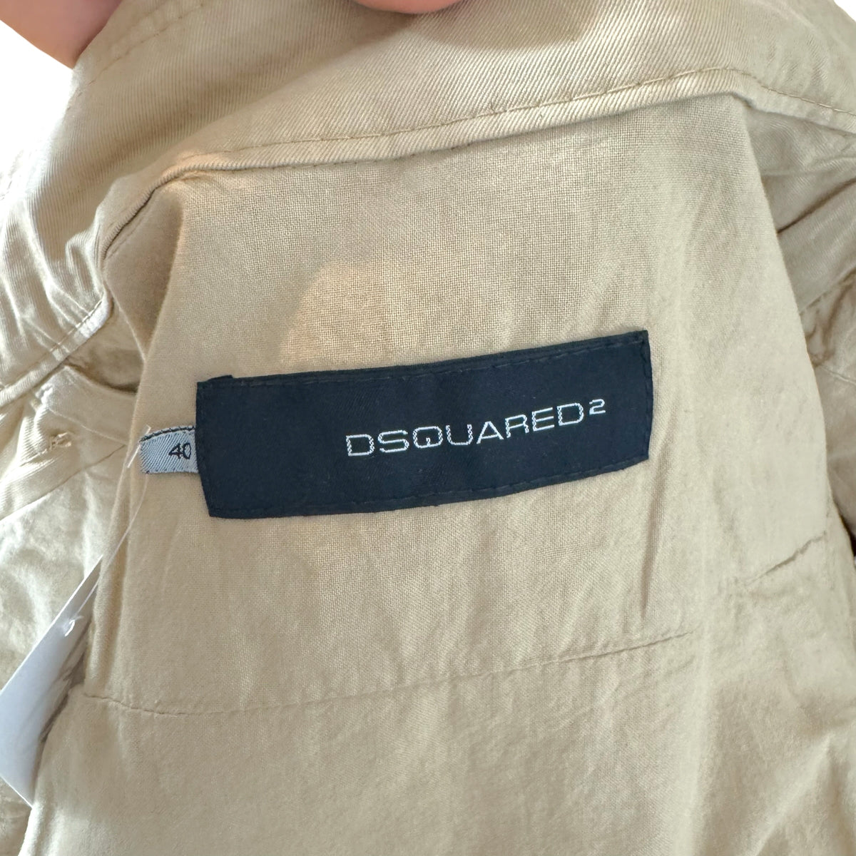 Dsquared2 Tan Logo Embroidered Charm Embellished Cropped 3/4 Sleeve Jacket