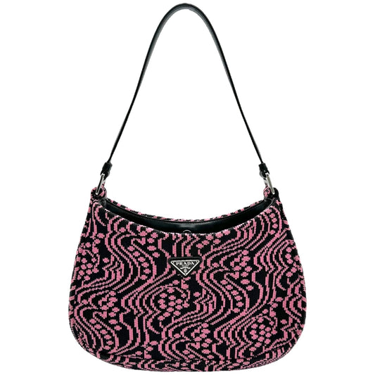 Prada Black & Pink Maglia Jacquard Knit Cleo Bag