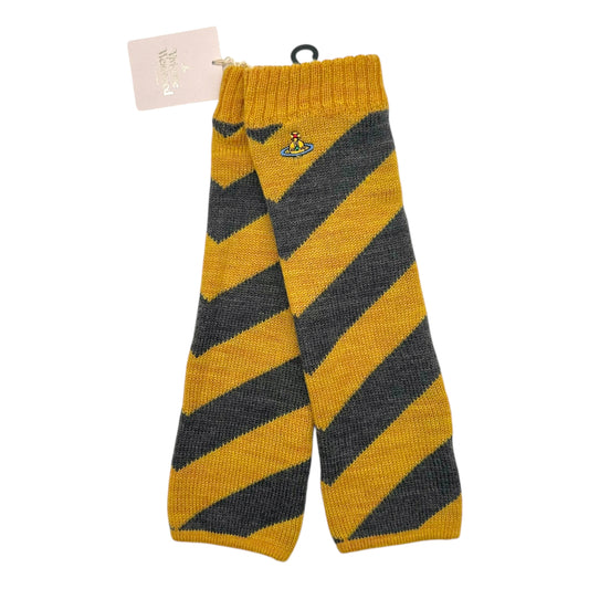 Vivienne Westwoood Yellow & Gray Striped Arm Warmers NEW