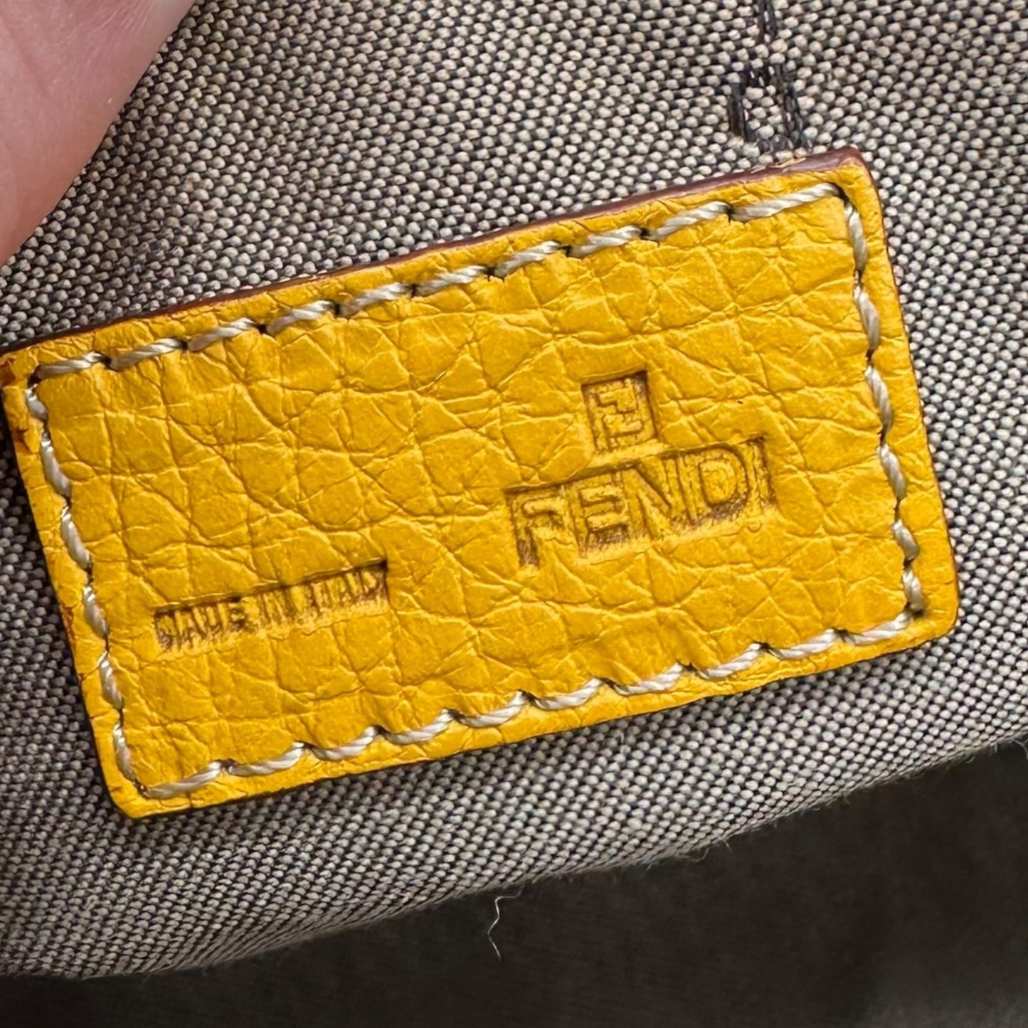 Fendi Yellow & Tan Zucchino Monogram Pochette Bag - Outfit Repeater