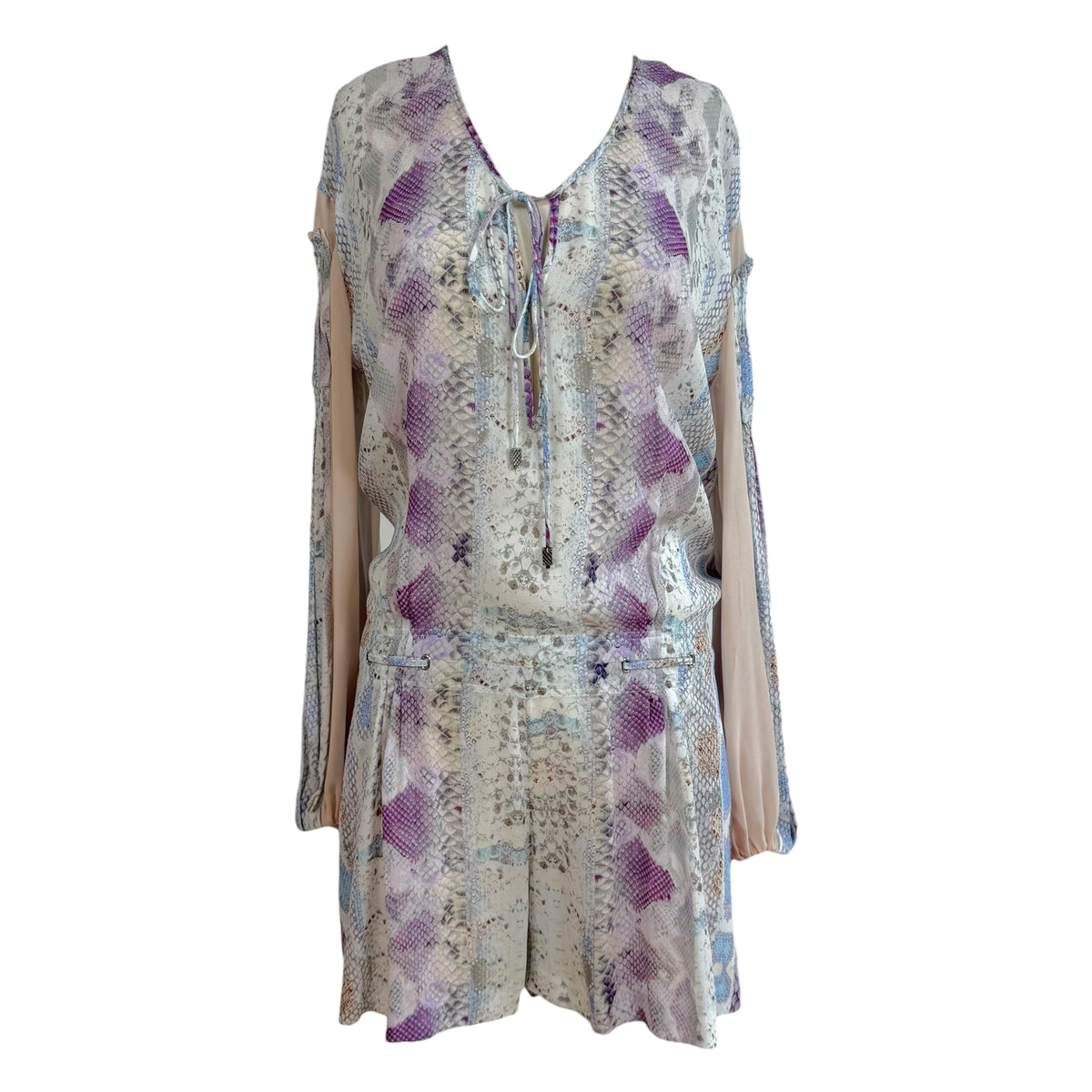 Roberto Cavalli Python Print Longsleeve Romper Blue Purple