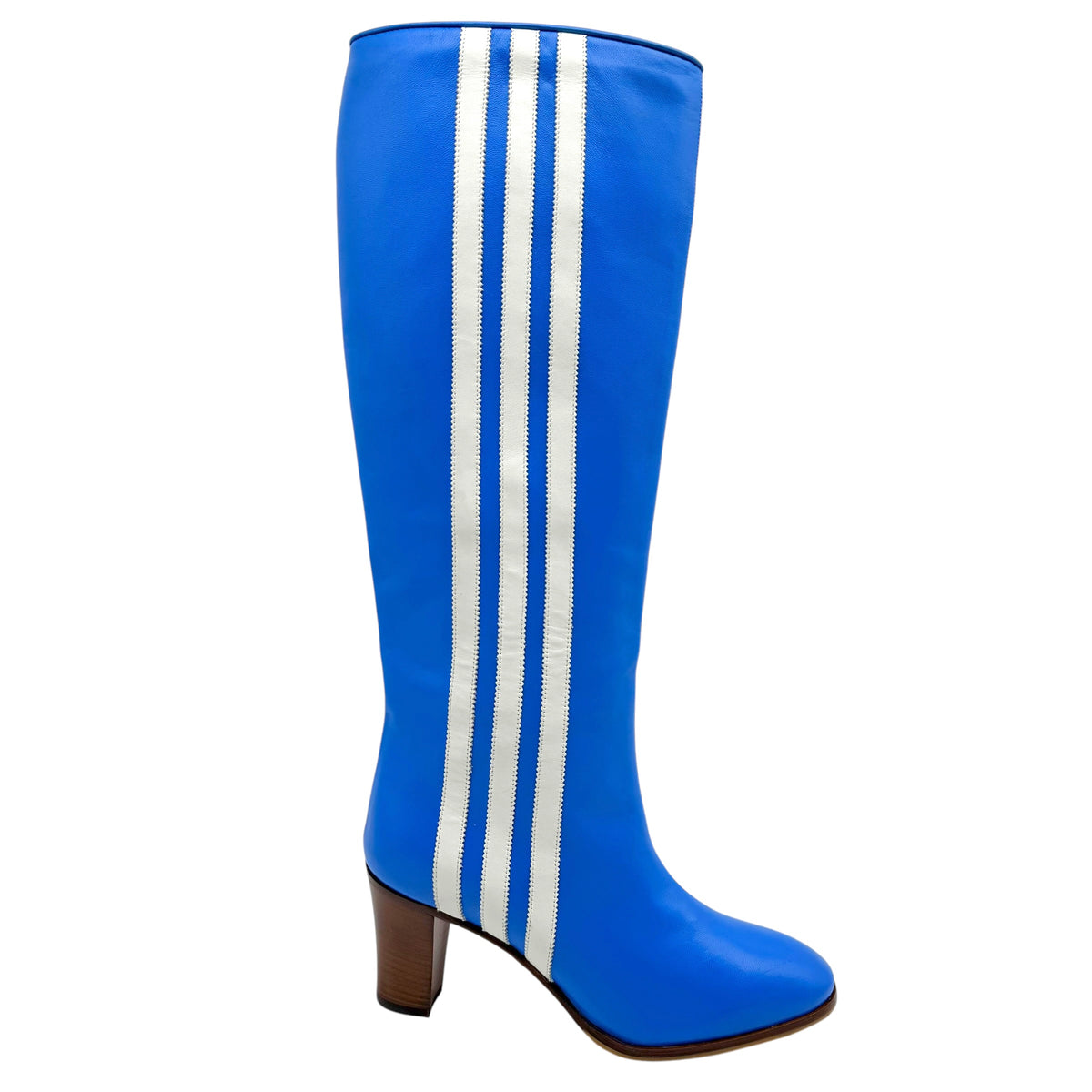 Gucci x Adidas Blue Leather Heeled Boots
