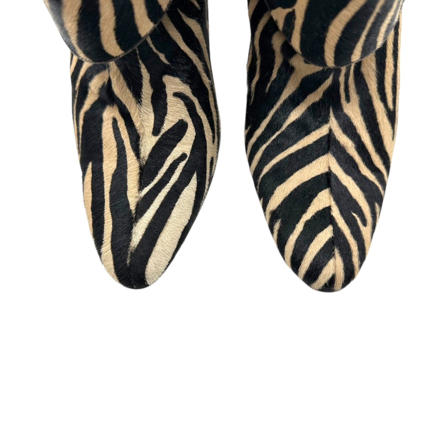 Manolo Blahnik Zebra Print Ponyhair Heeled Boots