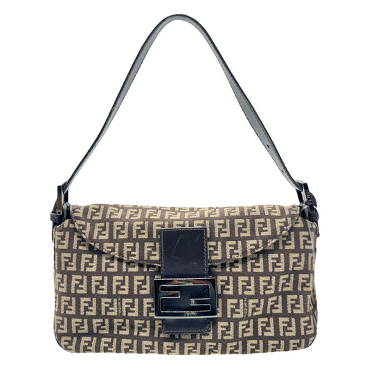 Fendi Brown Zucchino Fold-Over Baguette Bag