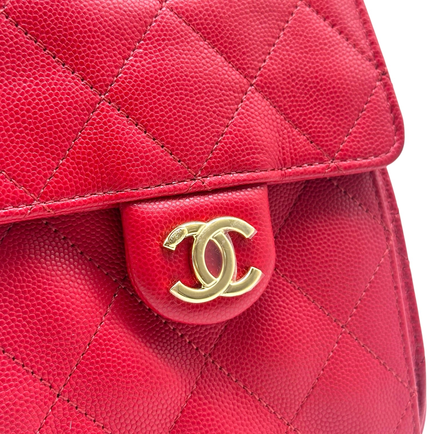 Chanel Red Caviar Leather Hobo Shoulder Bag
