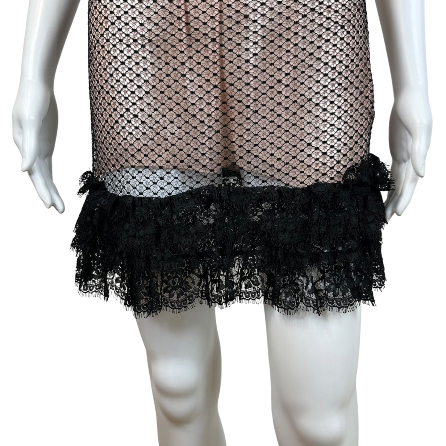Dsquared2 Black Lace Ruffle Trim Mini Dress