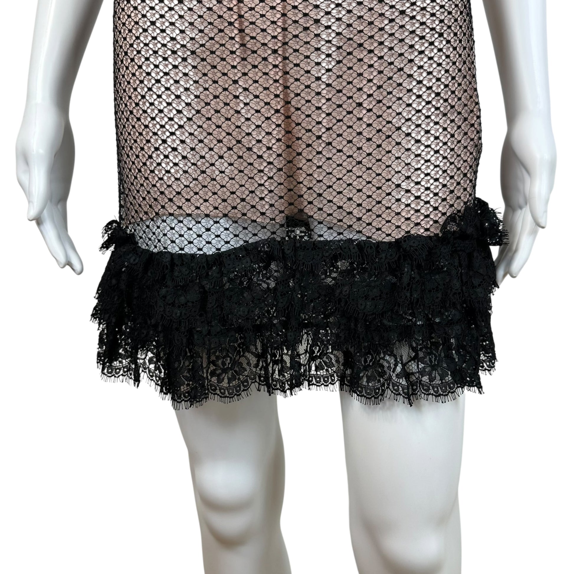Dsquared2 Black Lace Ruffle Trim Mini Dress