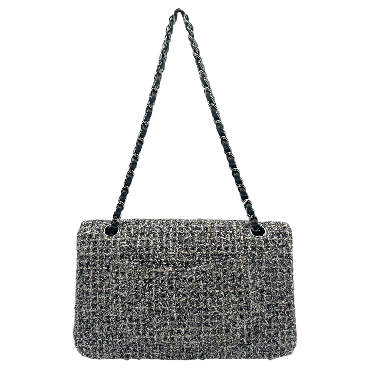 Chanel Medium Classic Flap Bag Dark Gray Metallic Tweed