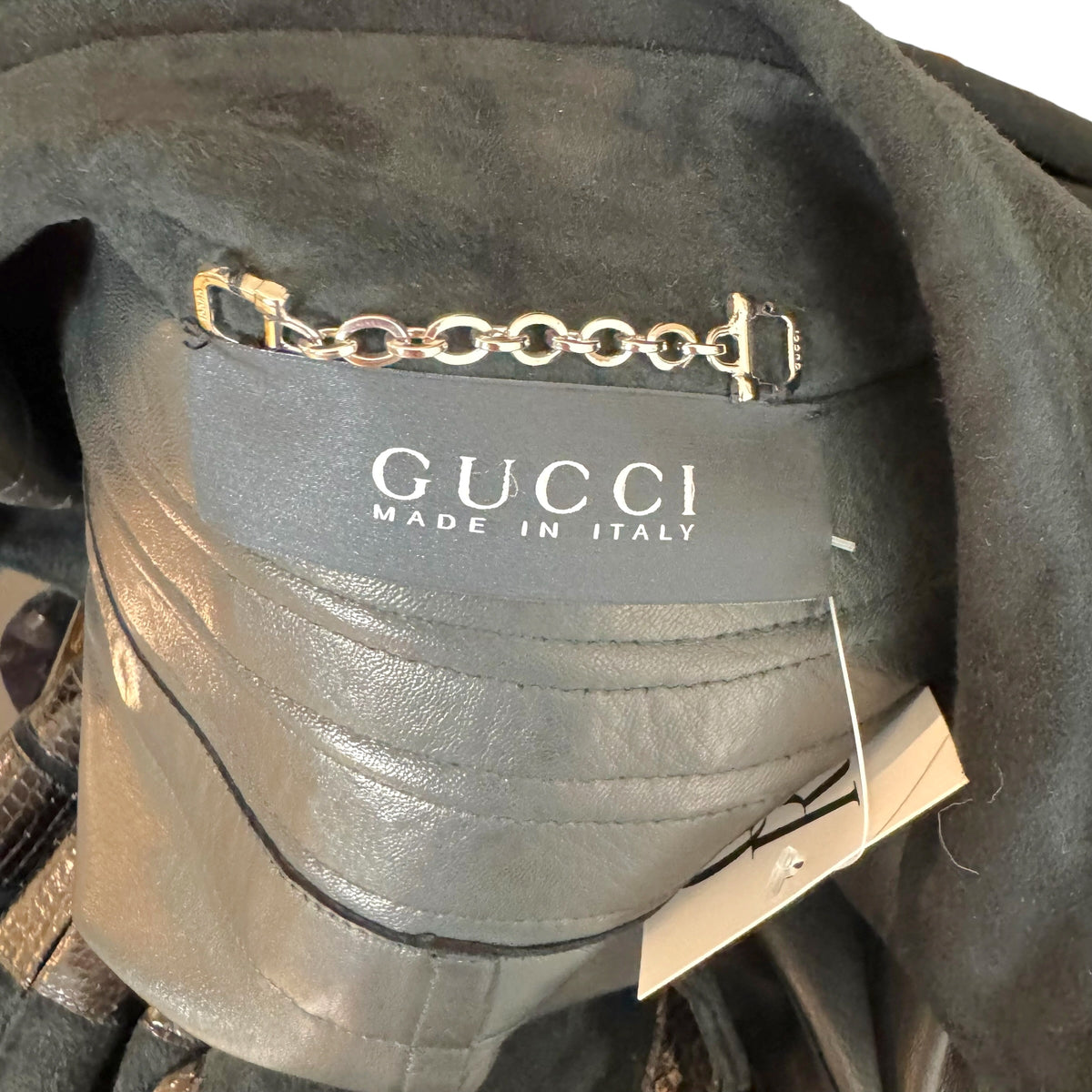 Gucci Black Suede & Python Mid-Length Jacket
