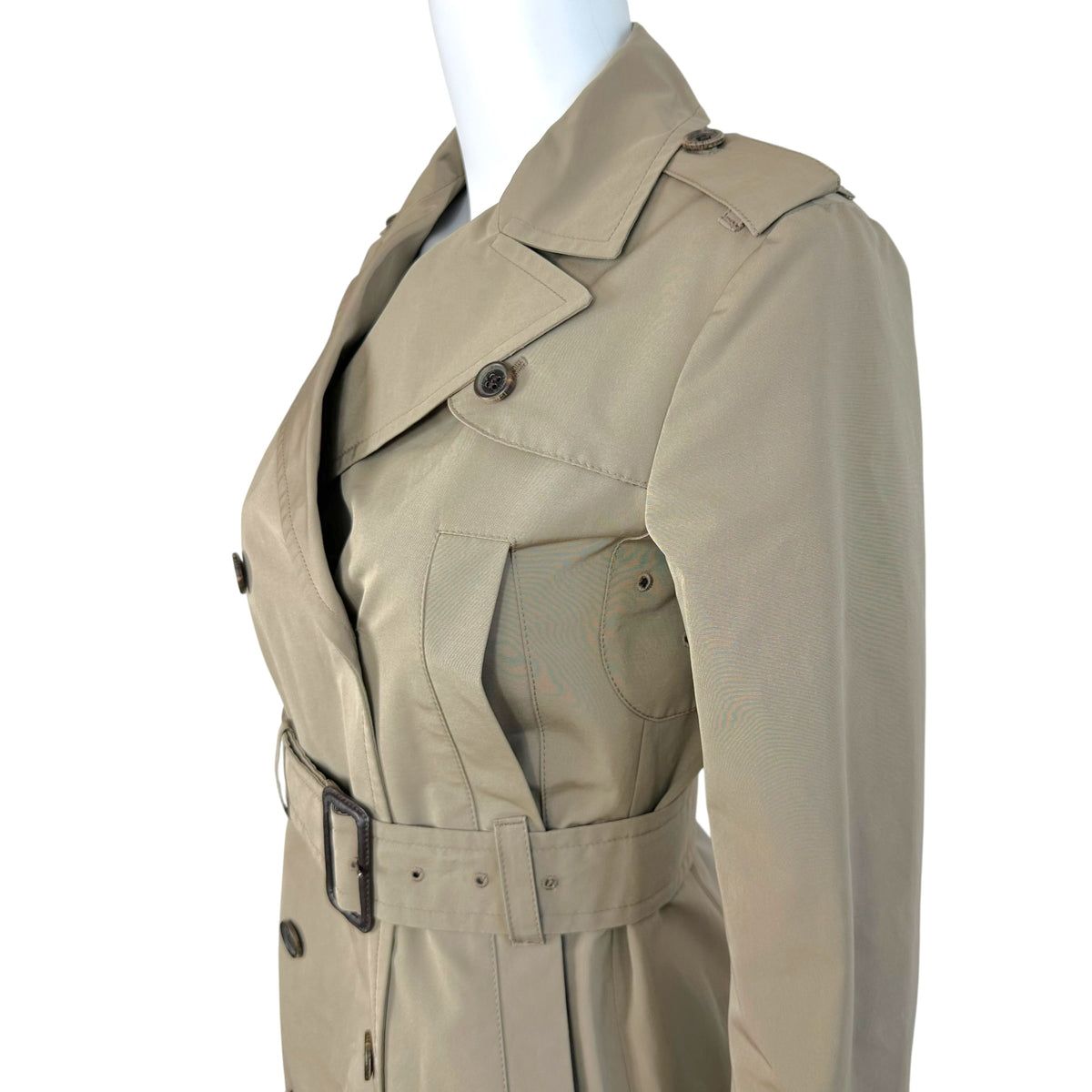 Prada Beige Mid-Length Trench Coat Double-Breasted XS