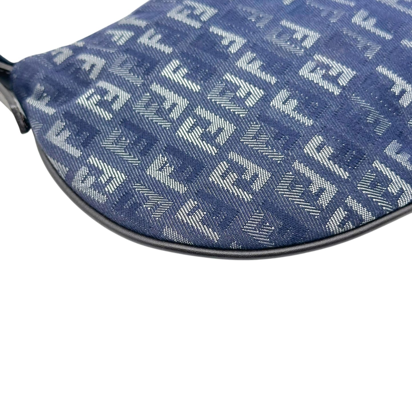 Fendi Blue Denim Zucchino Monogram Oyster Bag