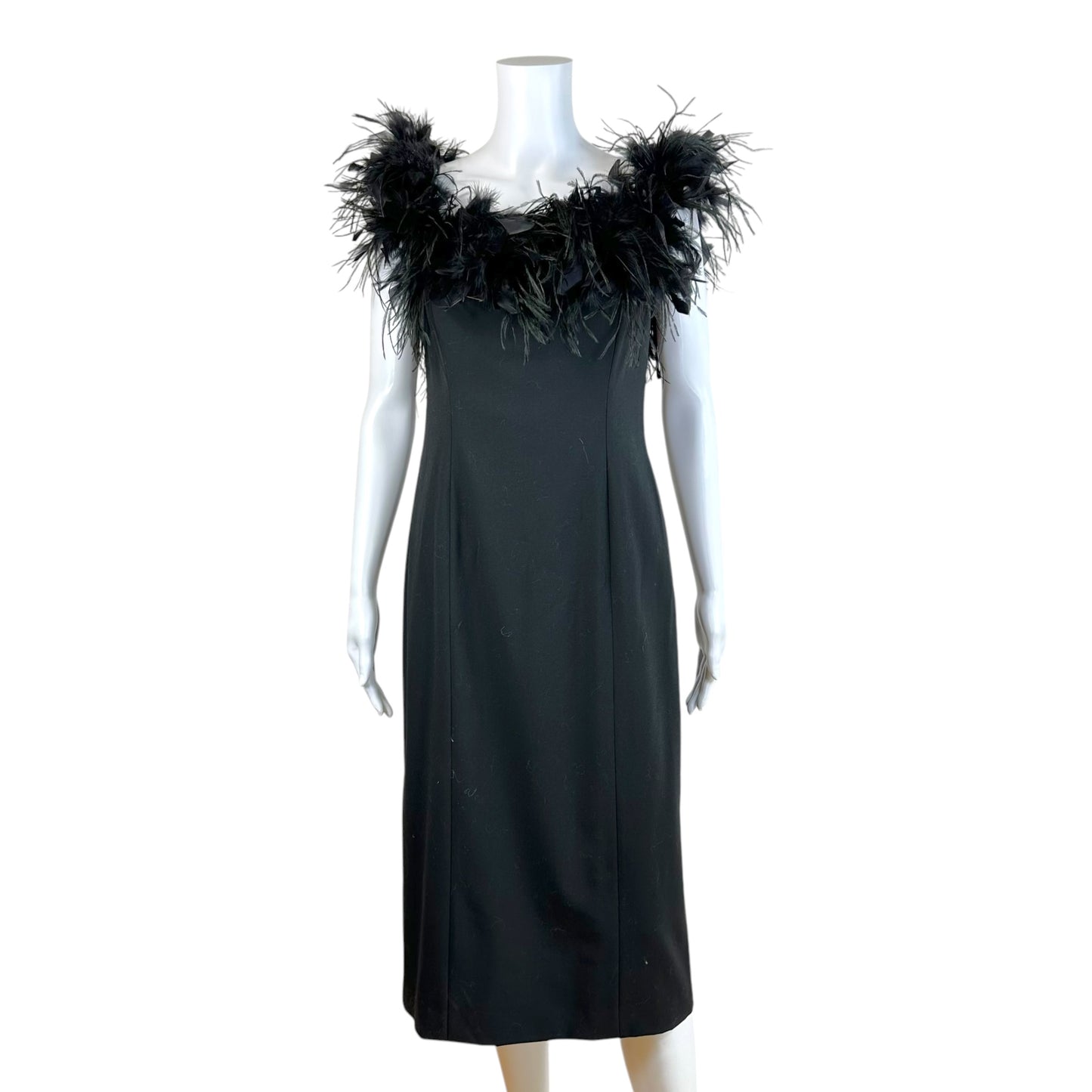 Ralph Lauren Black Wool Off-Shoulder Midi Dress