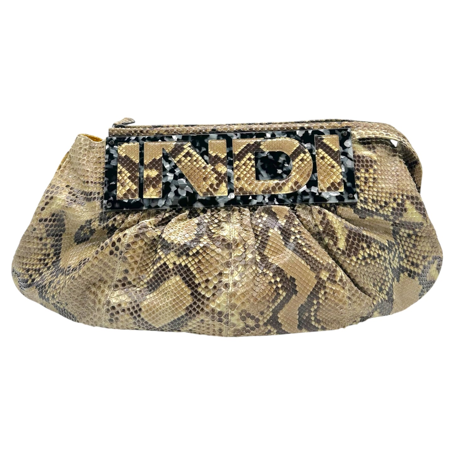Fendi Beige Python Convertible Clutch Shoulder Bag