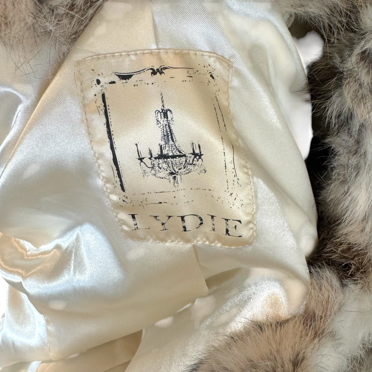 Lydie Dyed Rabbit Fur Coat Lynx Pattern XS