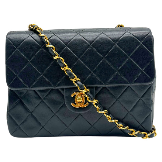 Chanel Black & Gold Lambskin Matelasse Small Classic Flap Bag 1989-91