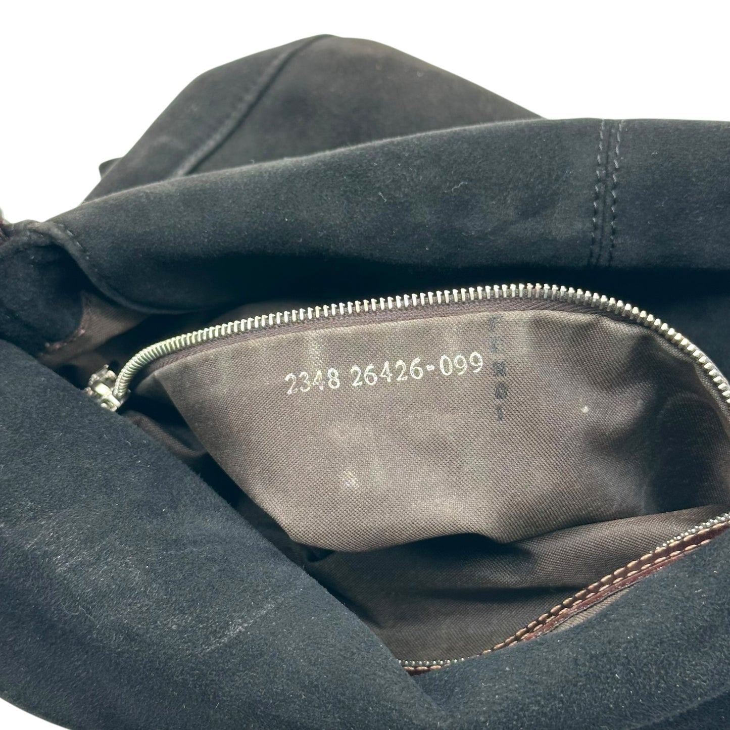 Fendi Black Suede & Brown Leather Trim Square Baguette Bag