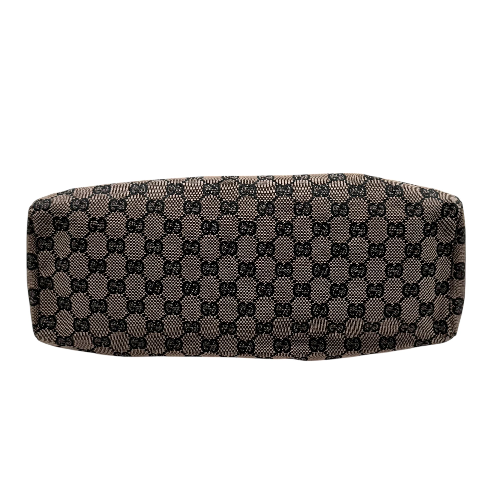 Gucci by Tom Ford Beige & Black Monogram Wooden Handle Bag - Outfit Repeater