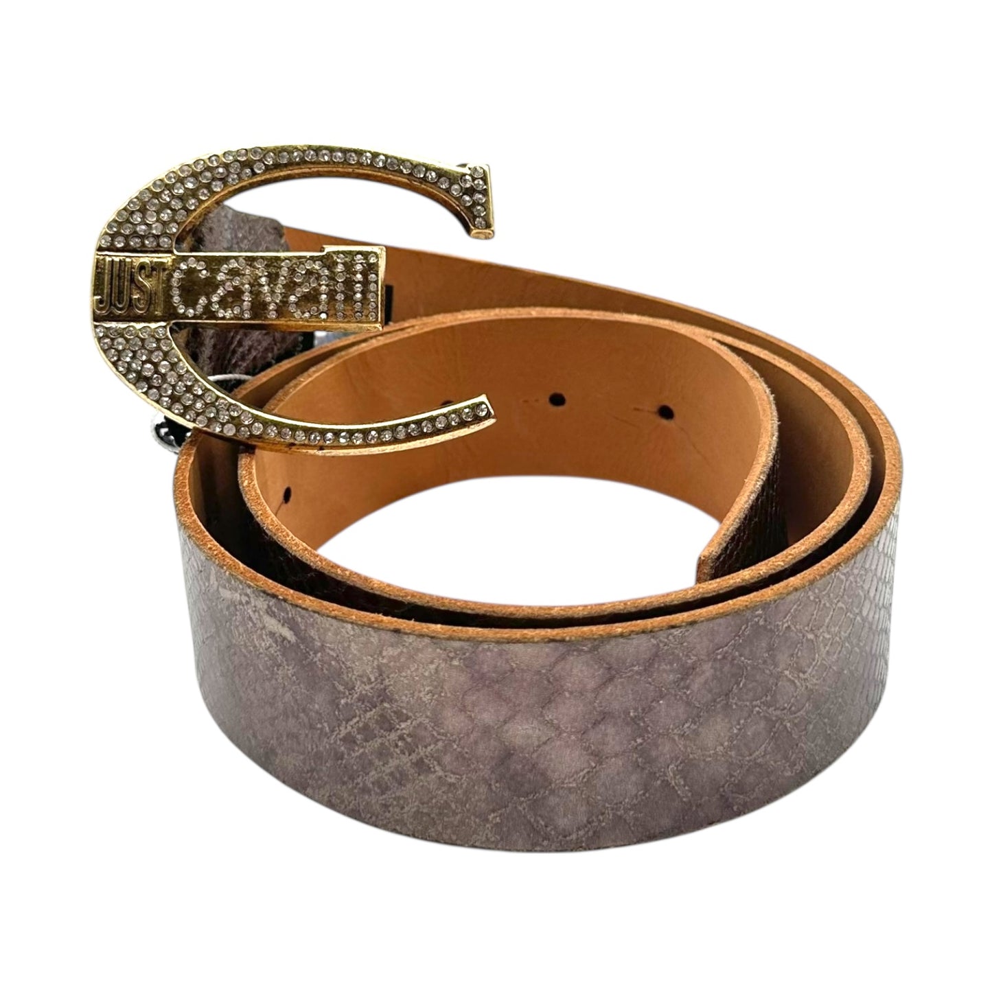 Just Cavalli Rhinestone & Metallic Snakeskin Belt