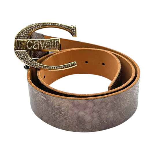 Just Cavalli Rhinestone & Metallic Snakeskin Belt