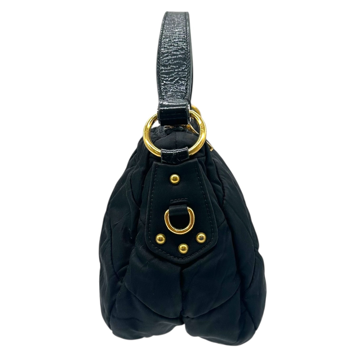 Prada Black & Gold Nylon Quilted Mini Bag - Outfit Repeater