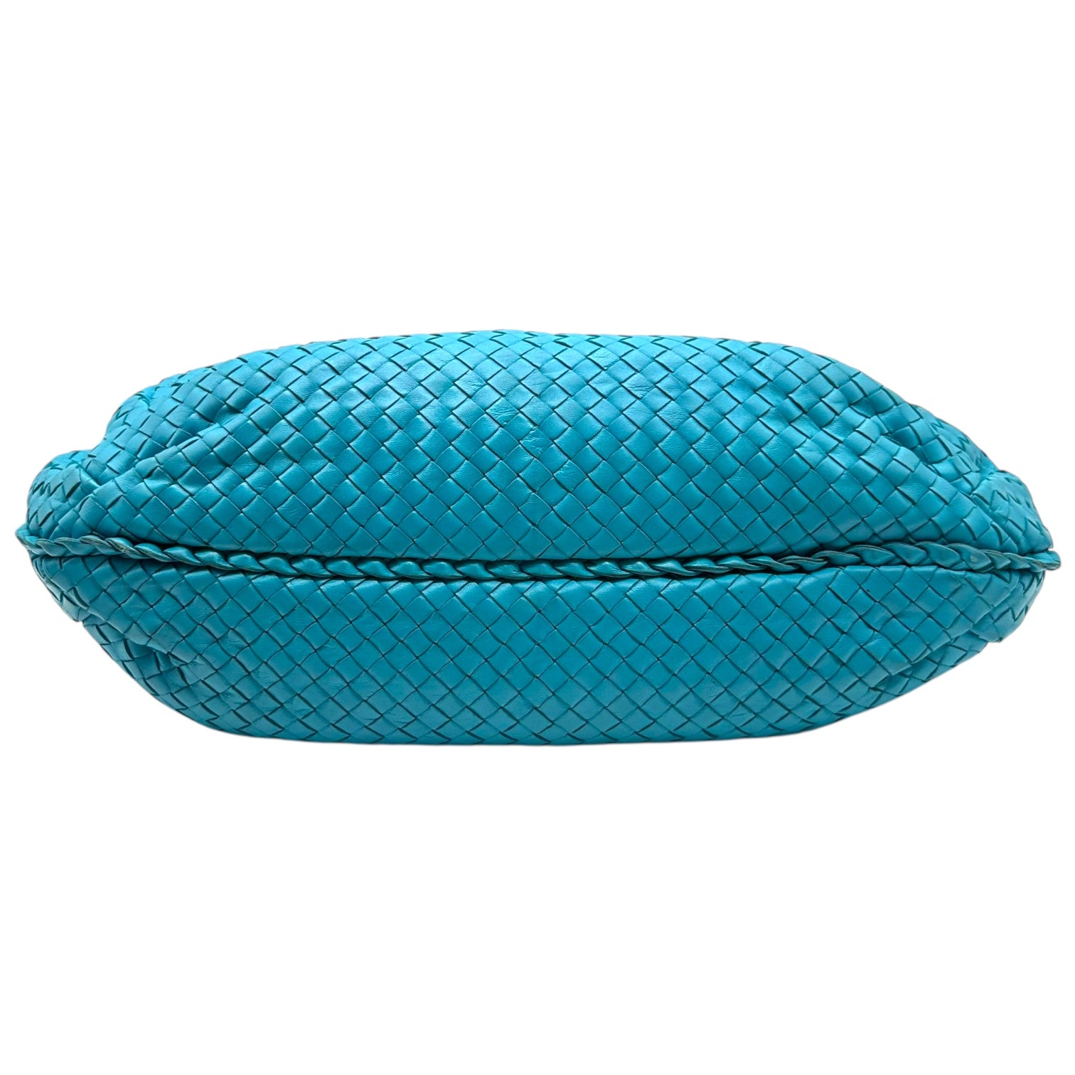 Bottega Veneta Teal Blue Intrecciato Hobo Shoulder Bag - Outfit Repeater