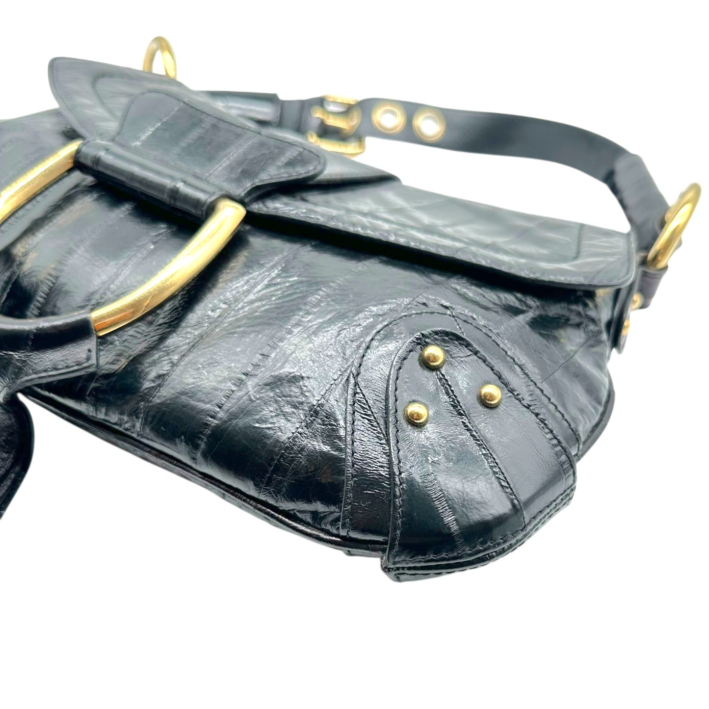 Dolce & Gabbana Black Gold Eel Skin Shoulder Bag