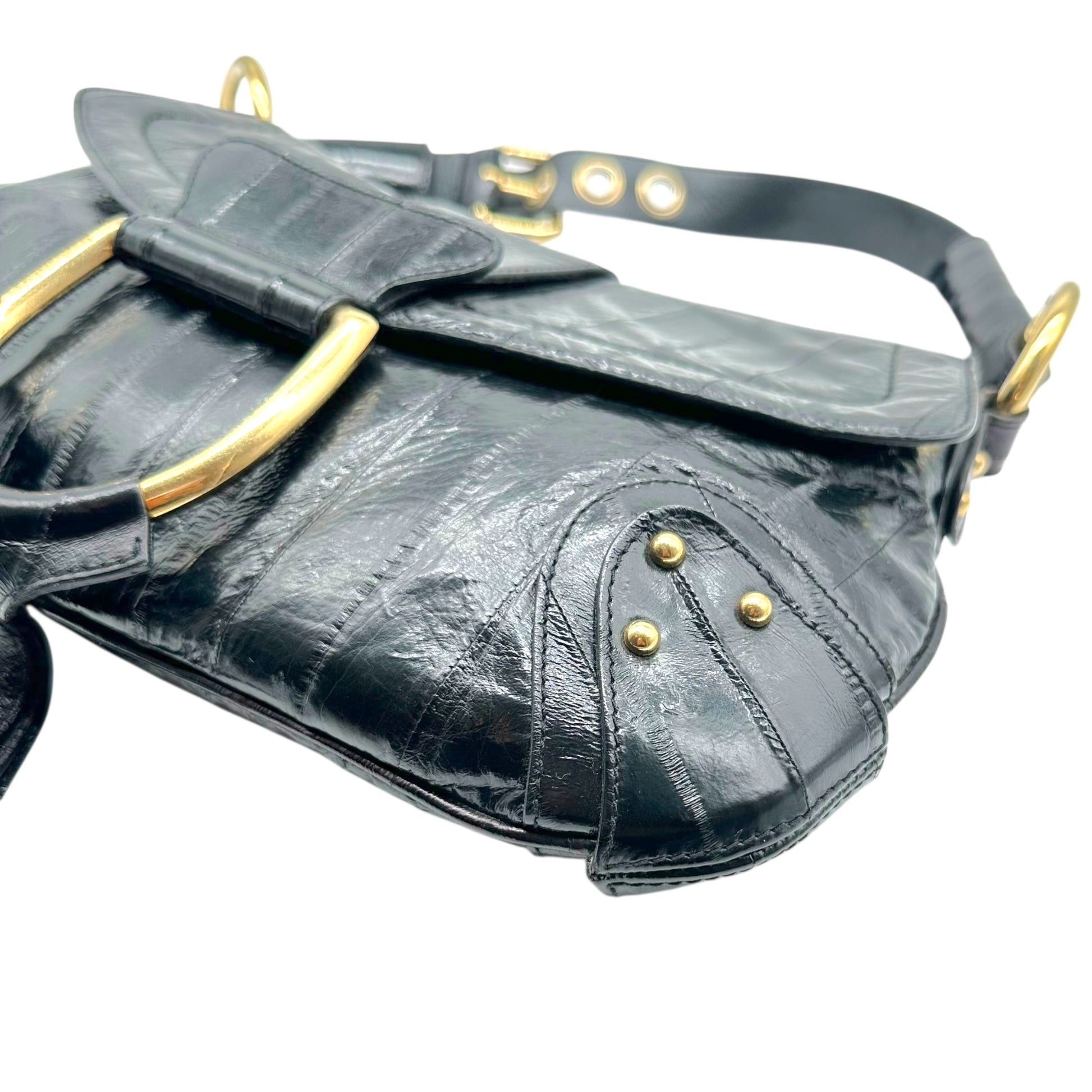 Dolce & Gabbana Black Gold Eel Skin Shoulder Bag