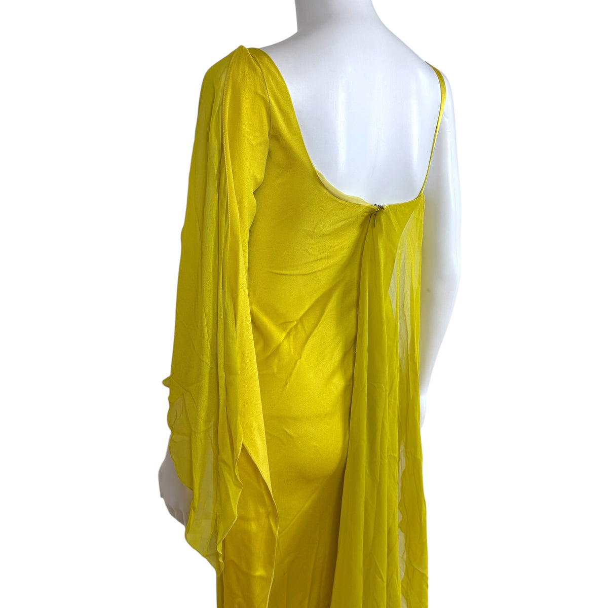 Versace Collection Yellow Silk Gown with Medusa Logo Hardware