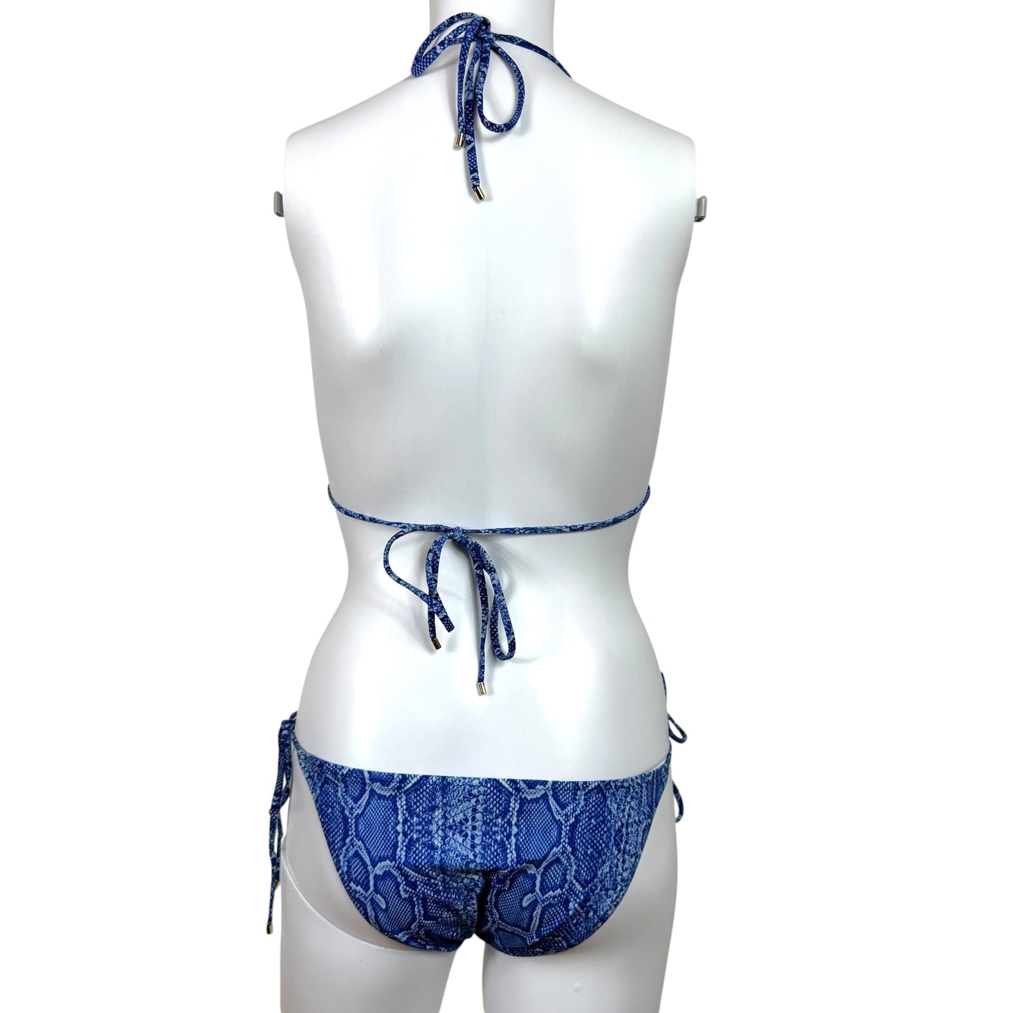 Roberto Cavalli Blue Python Print Bikini Set