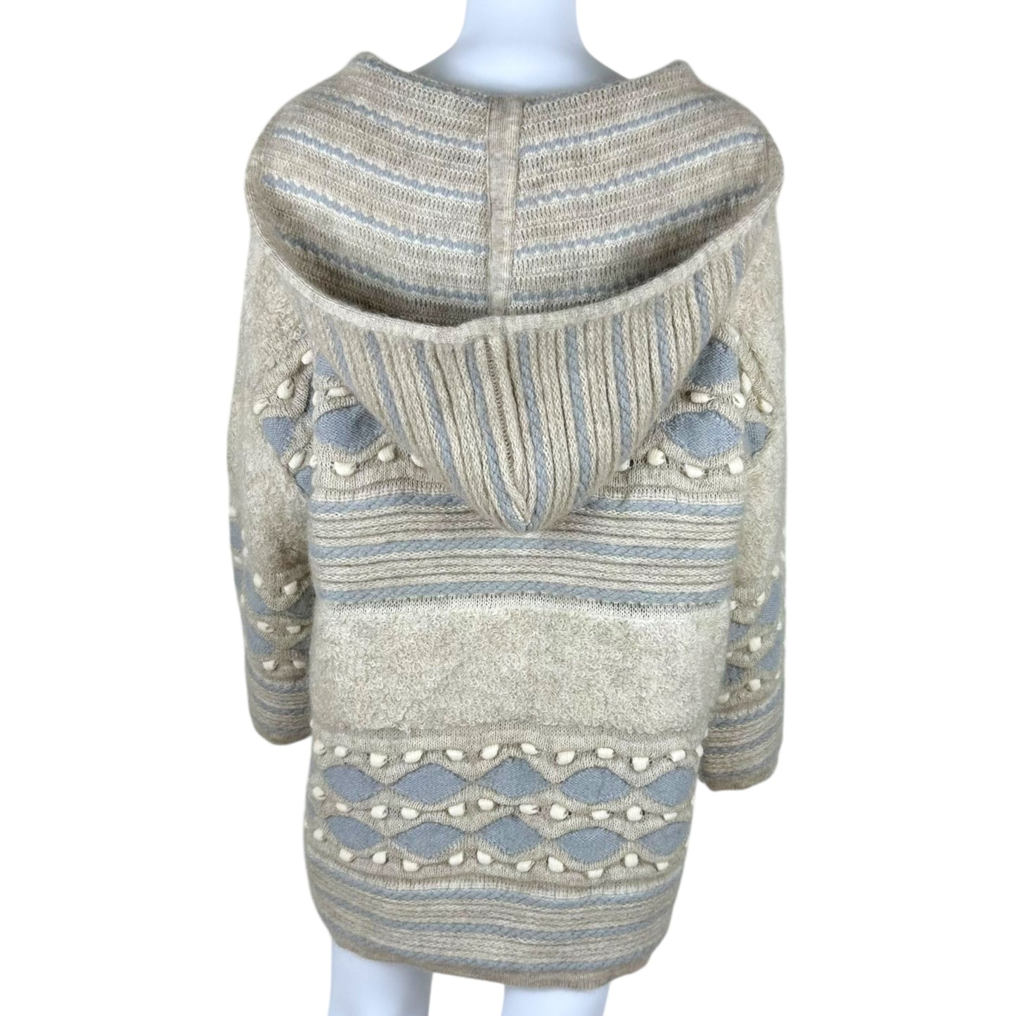 Blumarine Gray & Ivory Patterned Oversized Knit Cardigan