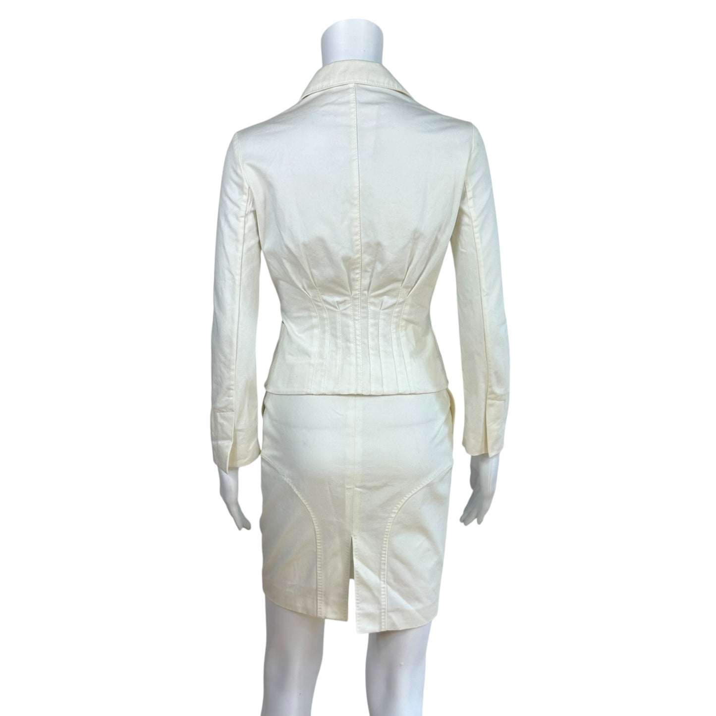 Gucci by Tom Ford S/S 2002 White Denim Jacket & Midi Skirt Set