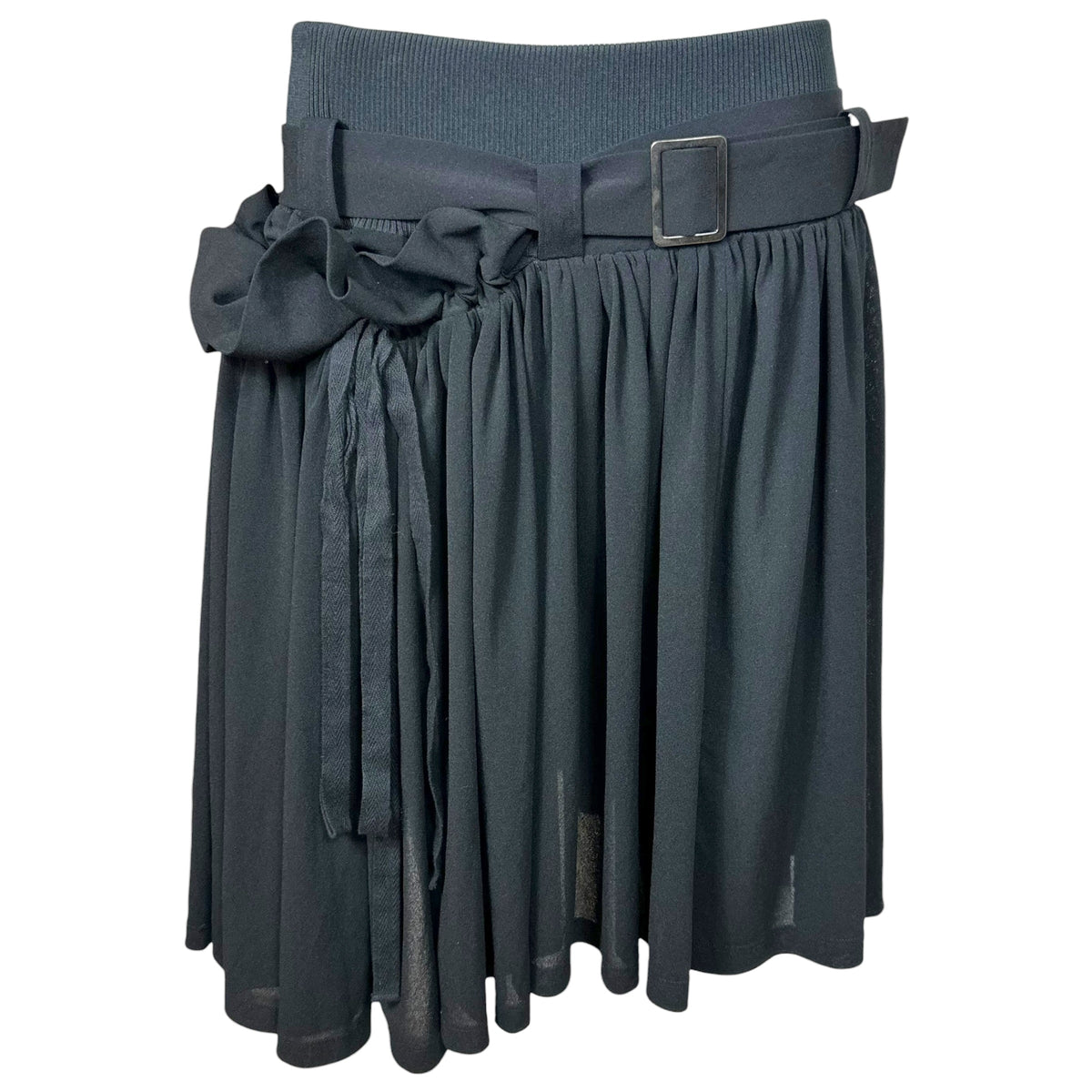 Y-3 Black Asymmetrical Belted Midi Skirt