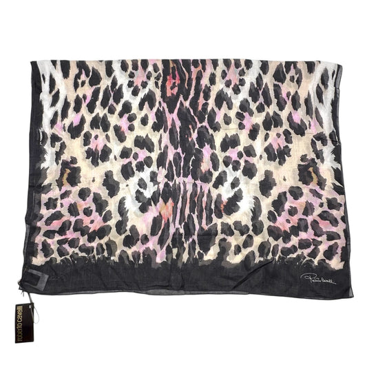 Roberto Cavalli Pink & Black Leopard Print Scarf