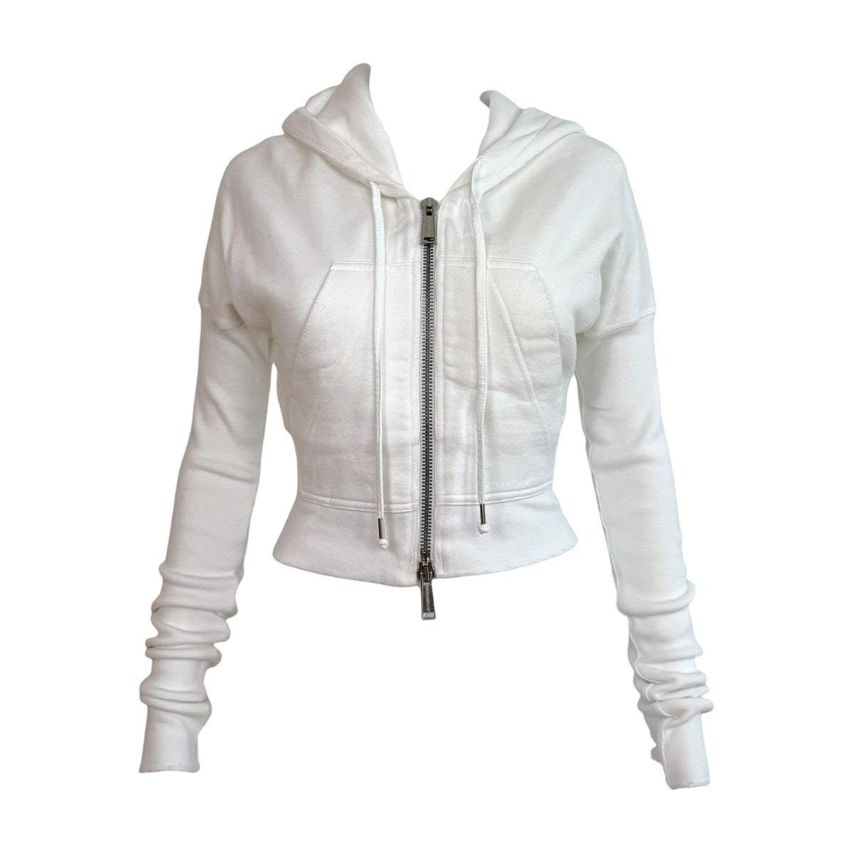 Dsquared2 White Cropped Hoodie With Maple Syrup Graphic