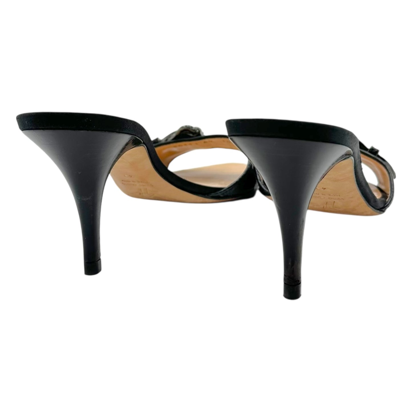 Giuseppi Zanotti Black Croc Embossed Embellished Buckle Heels