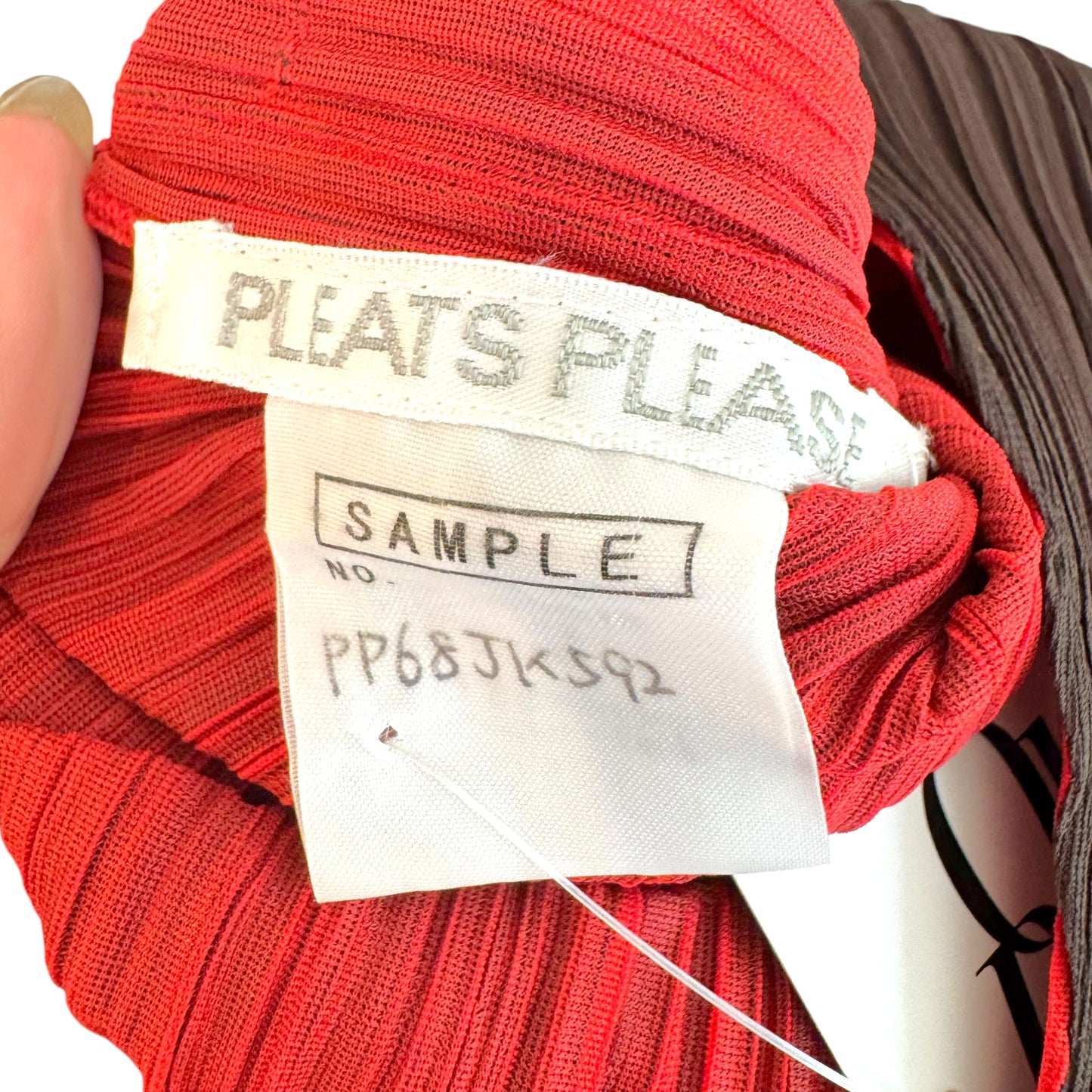 Issey Miyake Pleats Please Brown & Red 'Viva Mexico" Cut-Out Pleated Mini Dress Sz 5