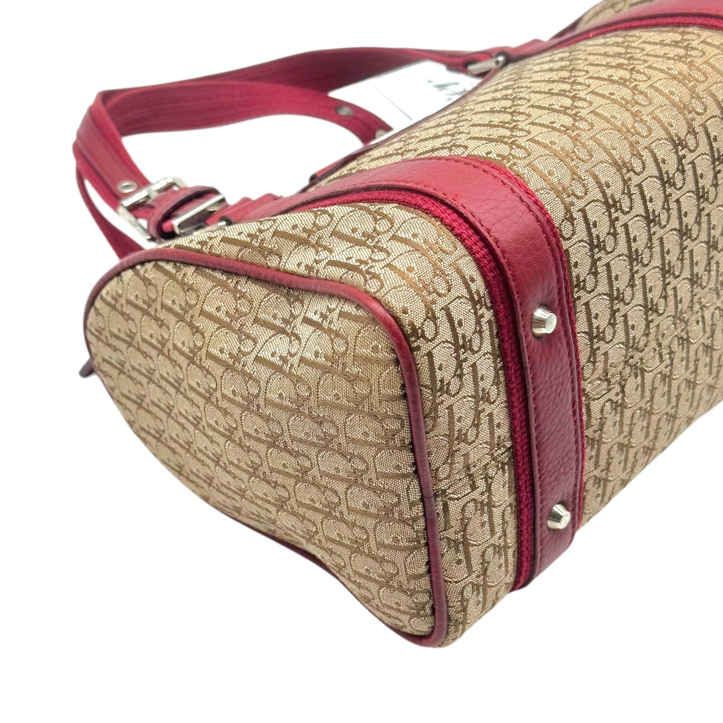 Christian Dior Burgundy & Tan Trotter Monogram Street Chic Small Bowler Bag