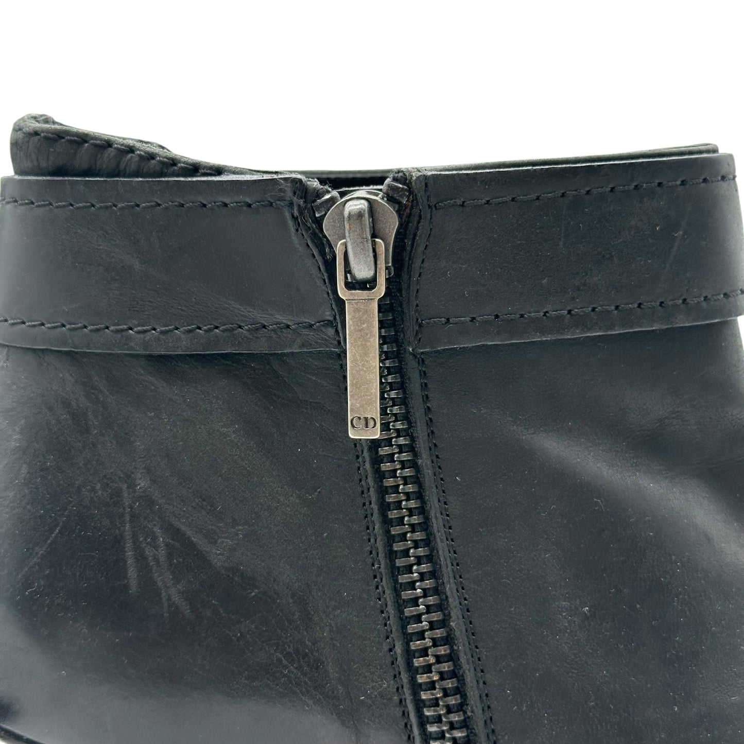 Christian Dior Black Leather Heeled Ankle Boots