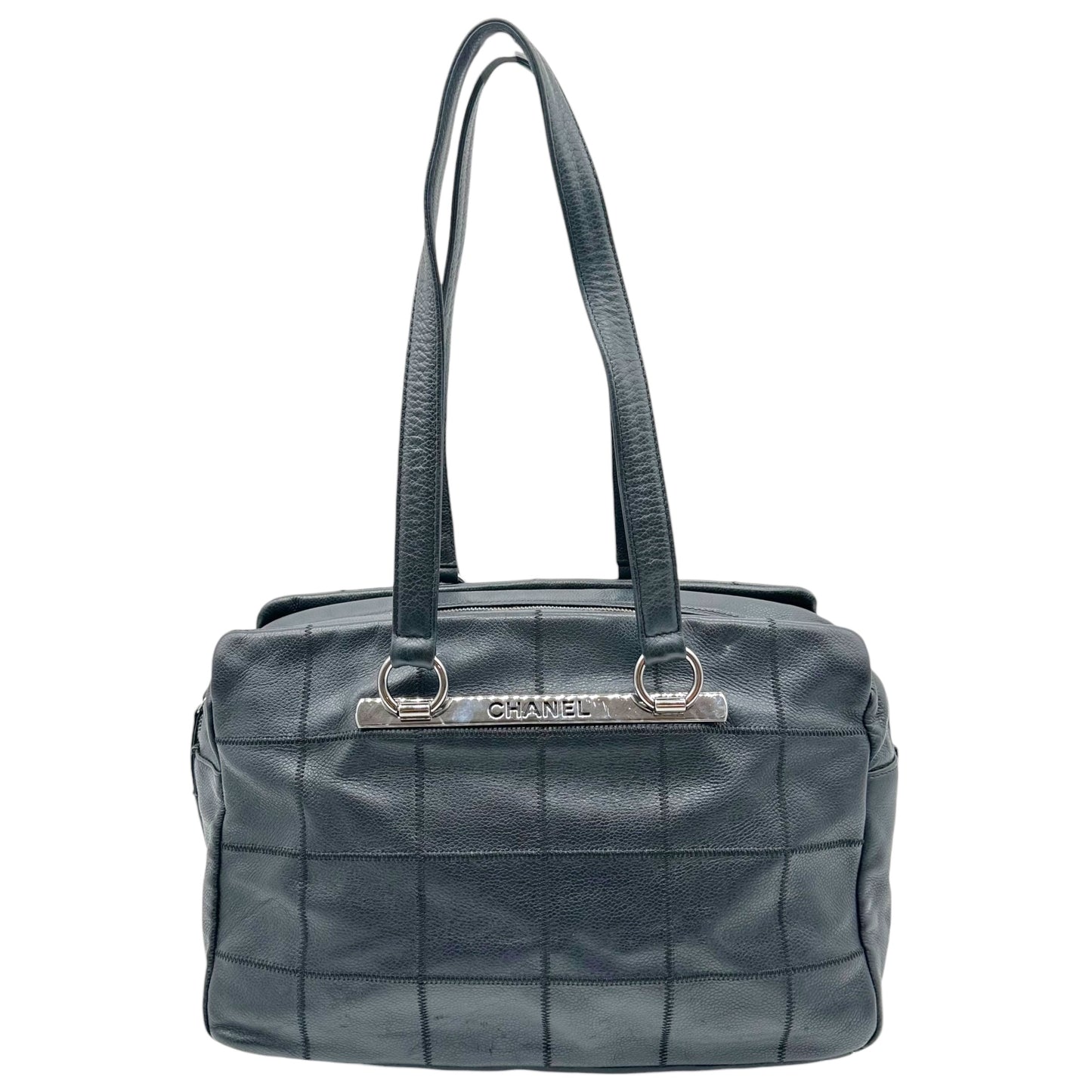 Chanel Black LAX Chocolate Bar Quilted Shoulder Tote Bag