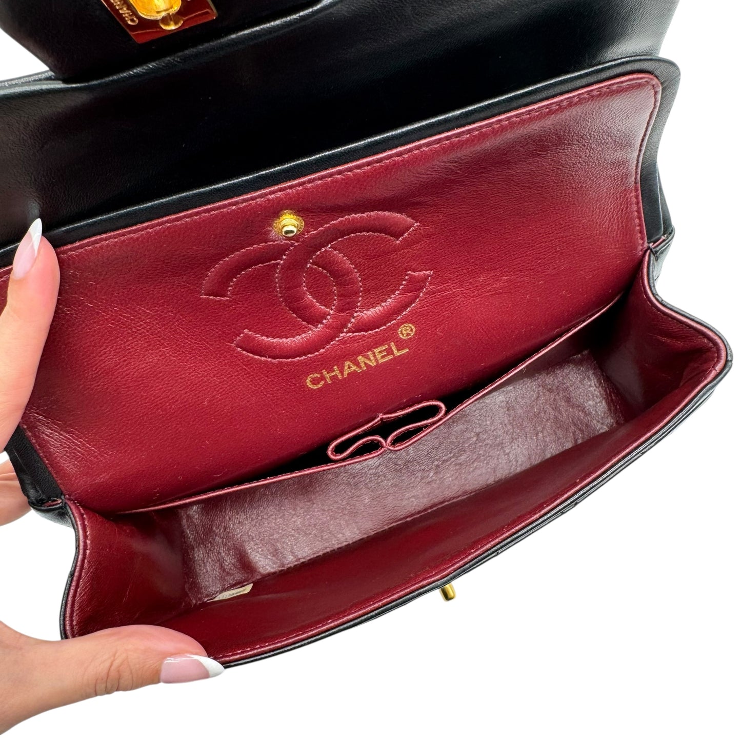 Chanel Black Matelasse Lambskin Small Classic Flap Bag 1989-91 - Outfit Repeater