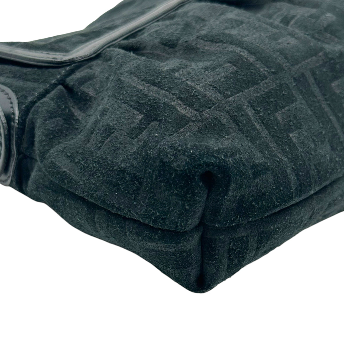 Fendi Black Suede Zucca Monogram Shoulder Bag