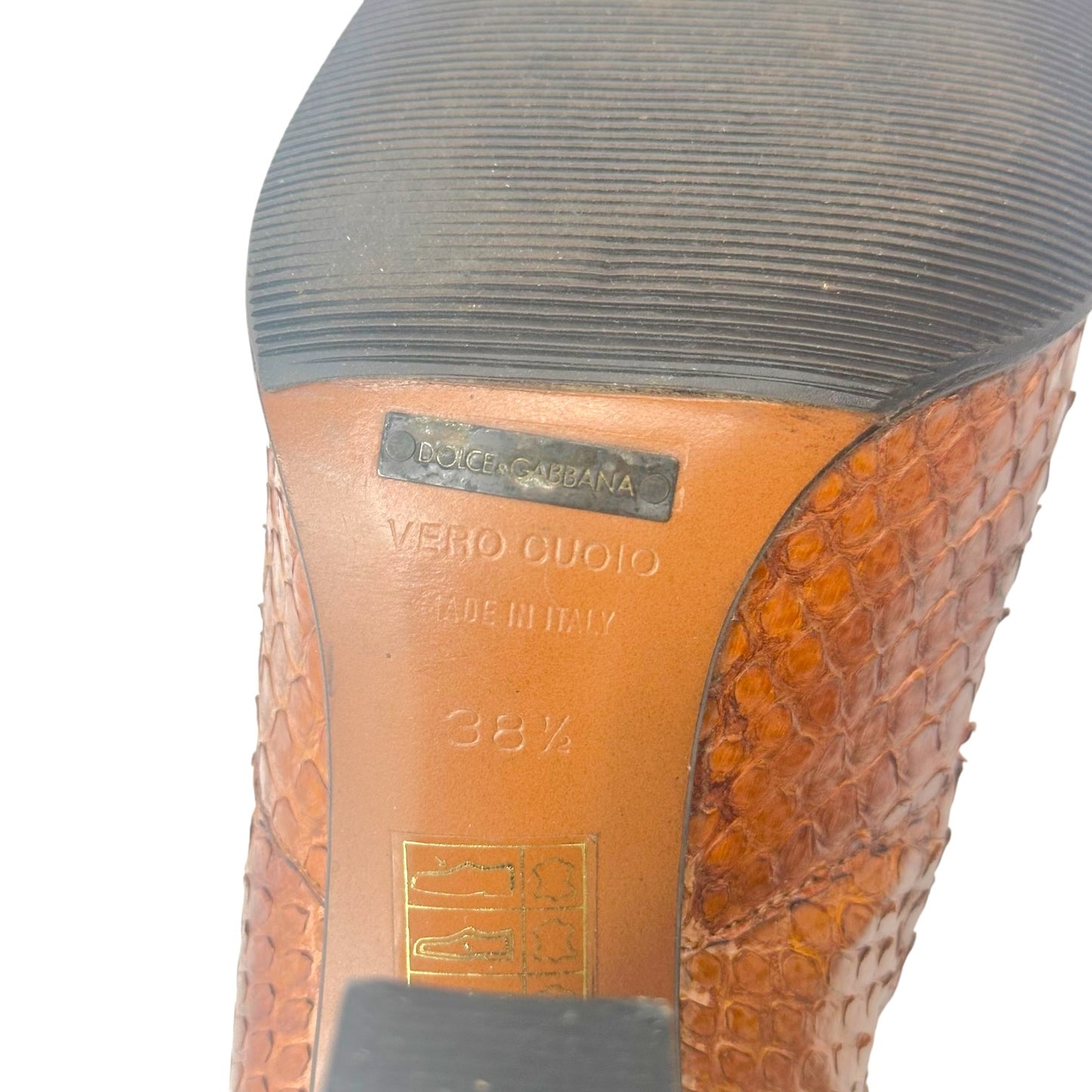 Dolce & Gabbana Brown Python Square Toe Heeled Knee High Boots